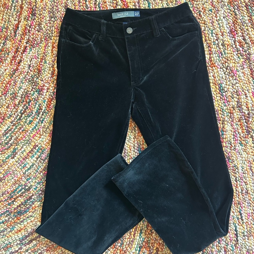 Boot Cut Stretch Cotton Velour Black Pants